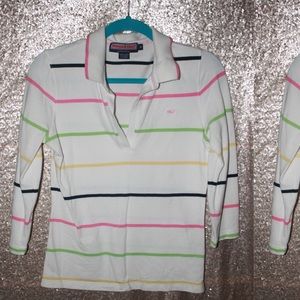 Vineyard Vines 3/4-Sleeved Collared Striped Shirt